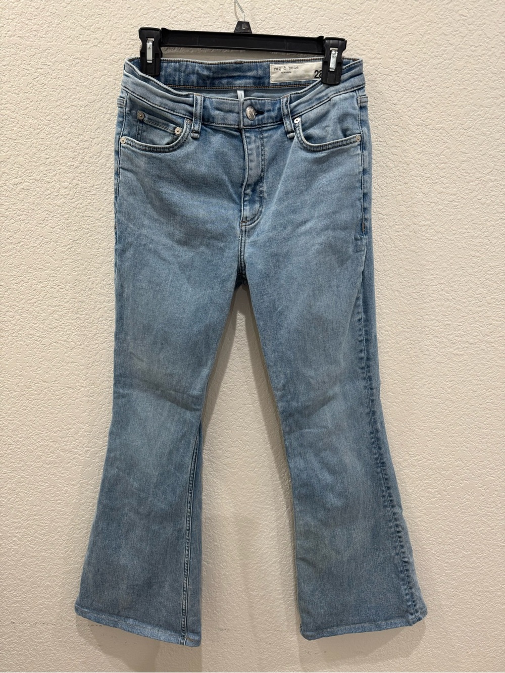 rag & bone Dahlia Flare Jeans Womens 28 Monterosso Blue Stretch Denim Mid Rise